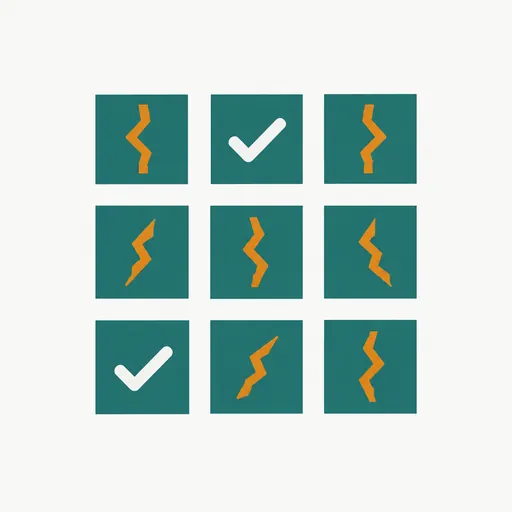 A grid of boxes, most cracked and two checked: 7 of 9 bypassed.