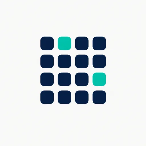 A grid of squares with two lit in teal.