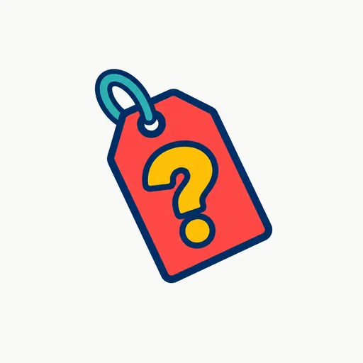 A price tag with a question mark on it.