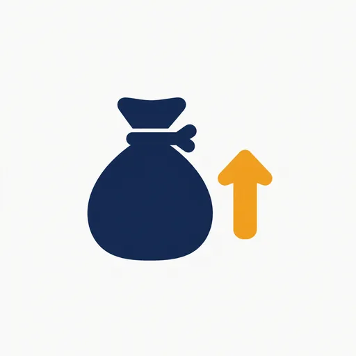 A money bag beside an upward arrow.