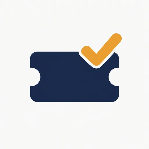 A ticket with a check mark.