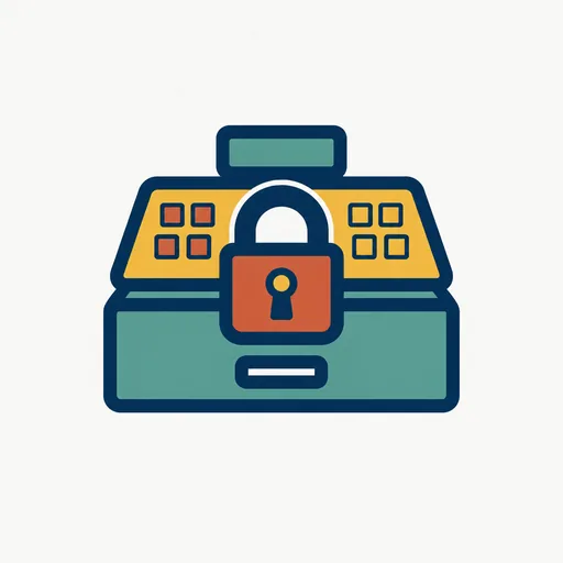 A cash drawer with a padlock: money actions blocked.