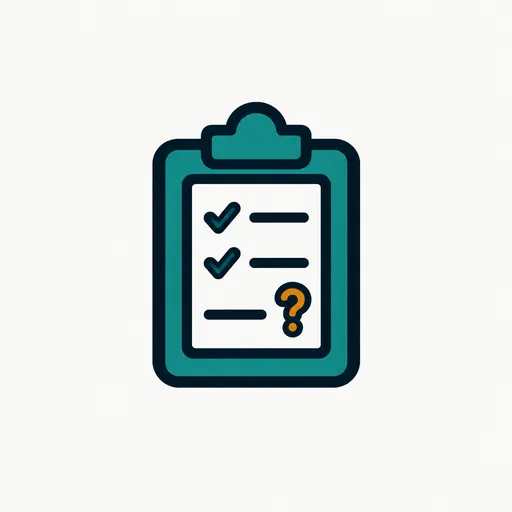 A checklist with a question mark: unverified.