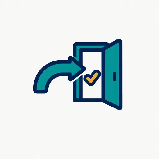 An arrow turning to an approved door: the redirect.