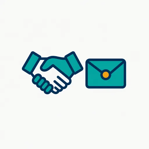 A handshake beside a sealed envelope: named investors, undisclosed amount.