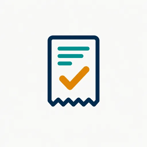A receipt with a check mark: payment only after approval.