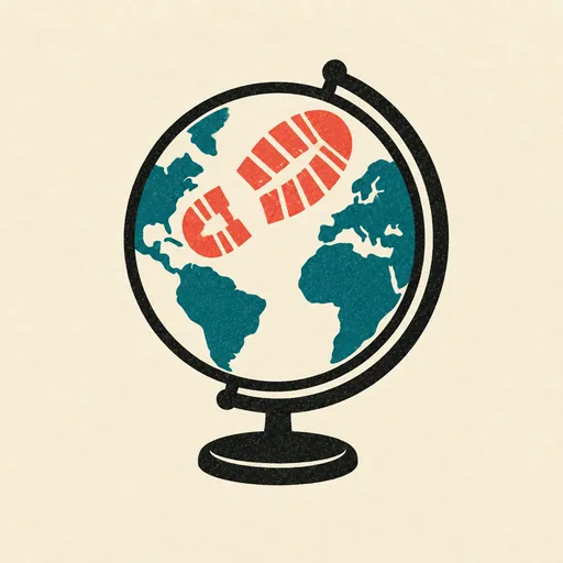 A globe with a boot print across it: humans, with their livestock, are about 96 percent of mammal biomass.