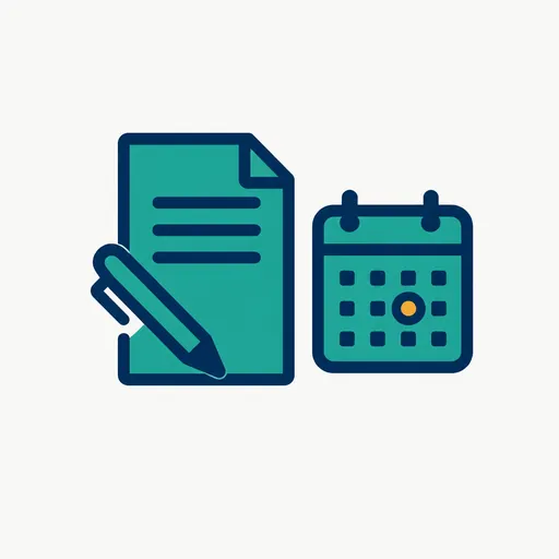 A contract with a pen next to a calendar with one day marked.