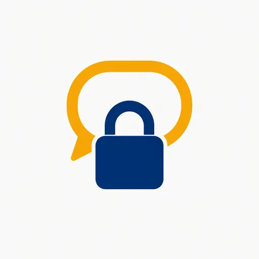 A padlock in front of a speech bubble.