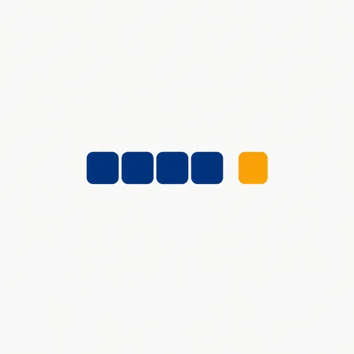 A row of four squares with one standing apart.