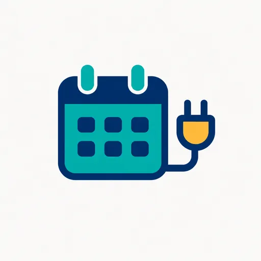 A calendar page with a plug connector beside it.