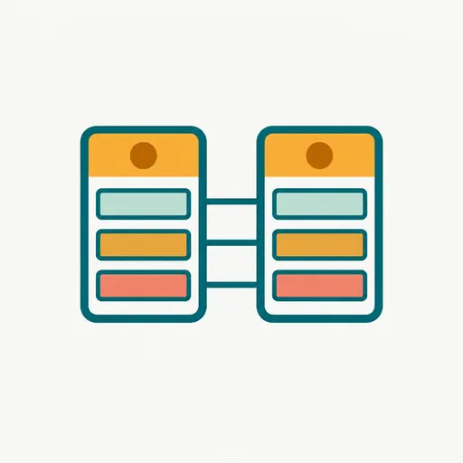 Two identical cards side by side, their three rows joined by lines: the specs match.