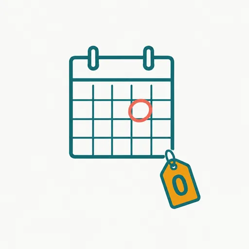 A calendar with one day circled and a price tag reading zero: a free week with an end date.