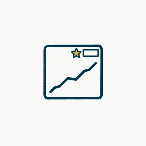 A line chart with a single gold star placed near its top corner and an empty label where the number would go.